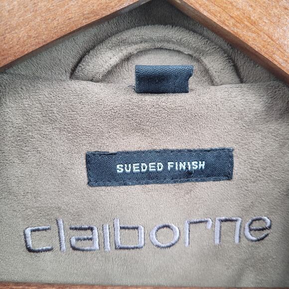 Vintage Claiborne Mens Camel Suede Finish Outwear Full Zip Bomber Jacket Size XL - Picture 8 of 11